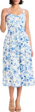 Maggy London Sleeveless Linen Blend Midi Dress