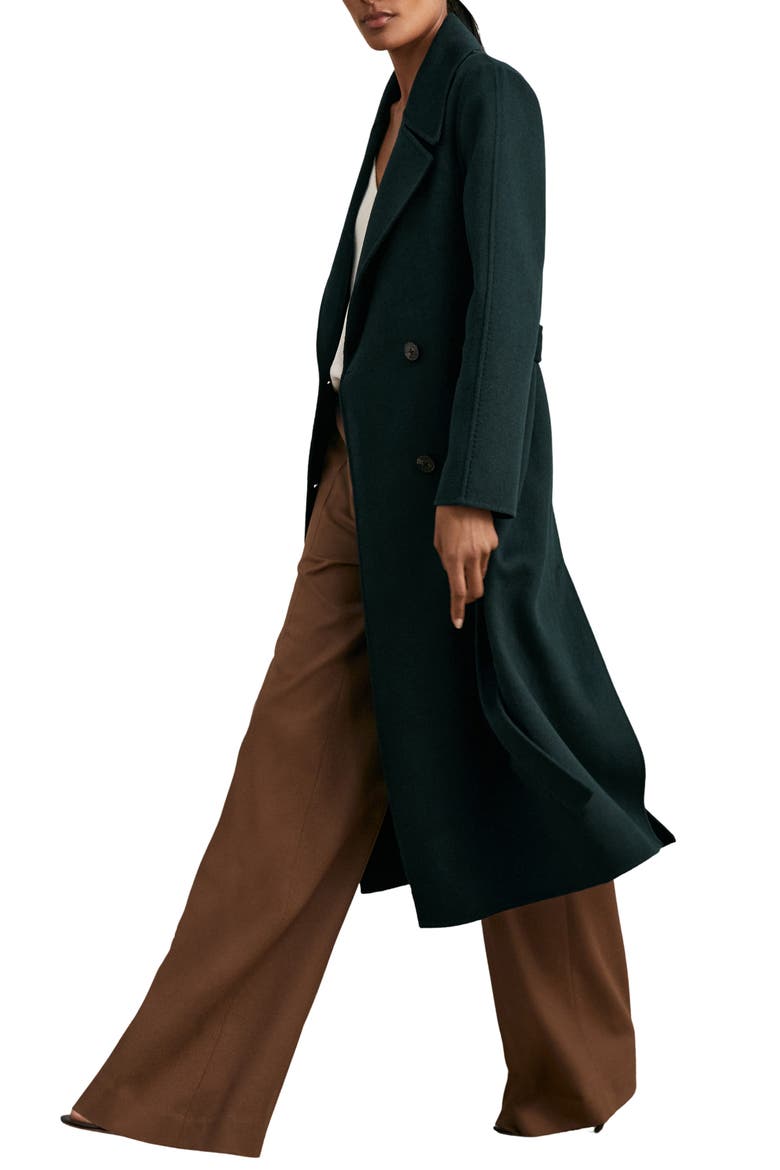 Rene Wool Blend Double Breasted Coat, Alternate, color, GREEN