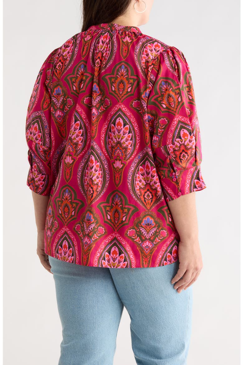 Azura Paisley Irina Split Neck Top, Alternate, color, BERRY-MULTI