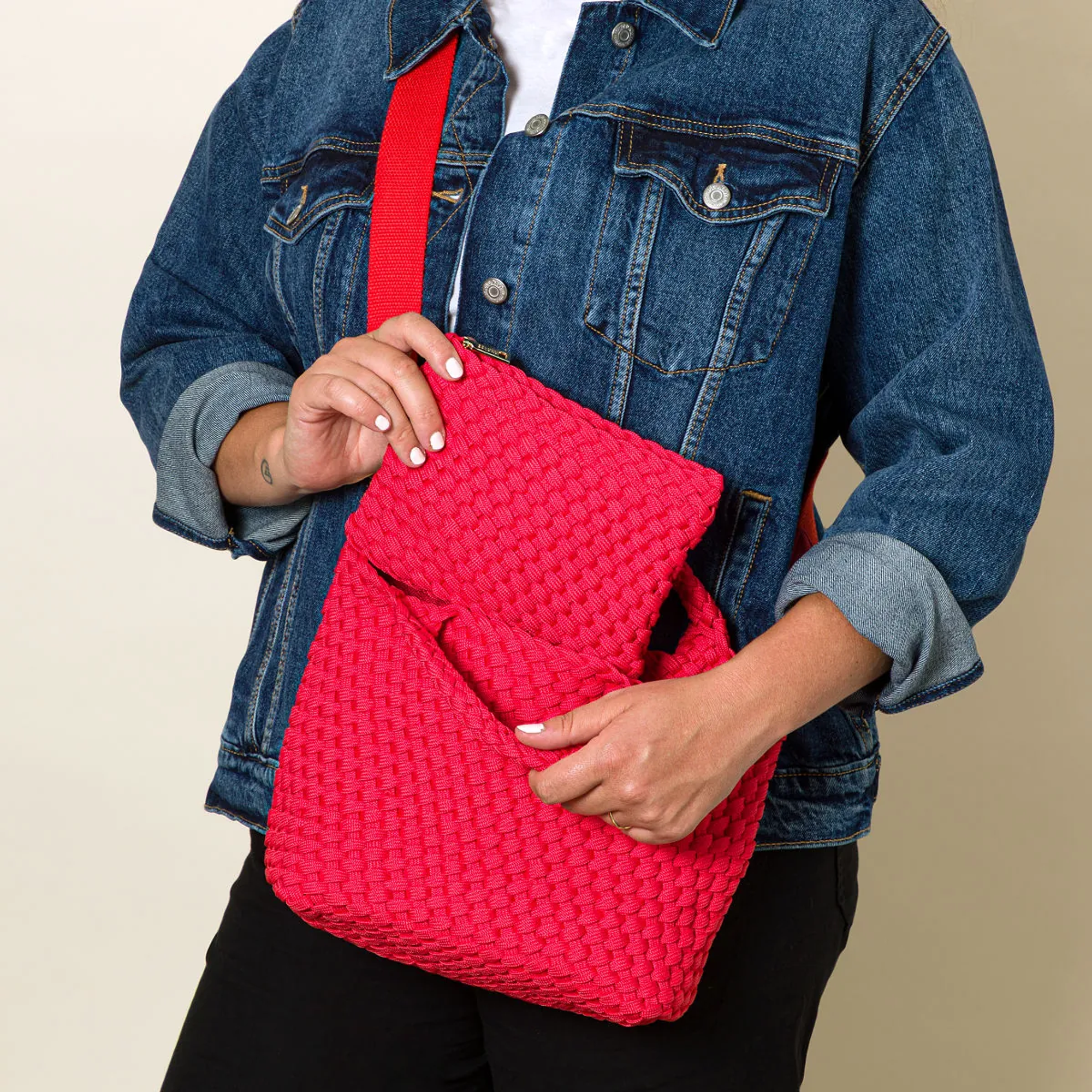 Woven Shoelace Crossbody by Sol and Selene INC, Alternate, color, Small Papaya