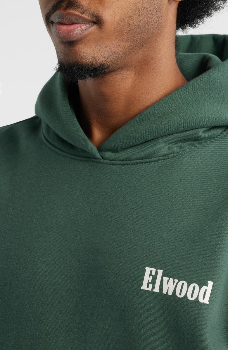 Elwood Trademark Logo Heavyweight Hoodie, Alternate, color, Emerald