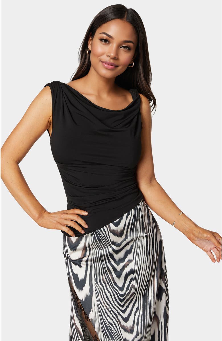 bebe Drape Knit Top, Main, color, Black