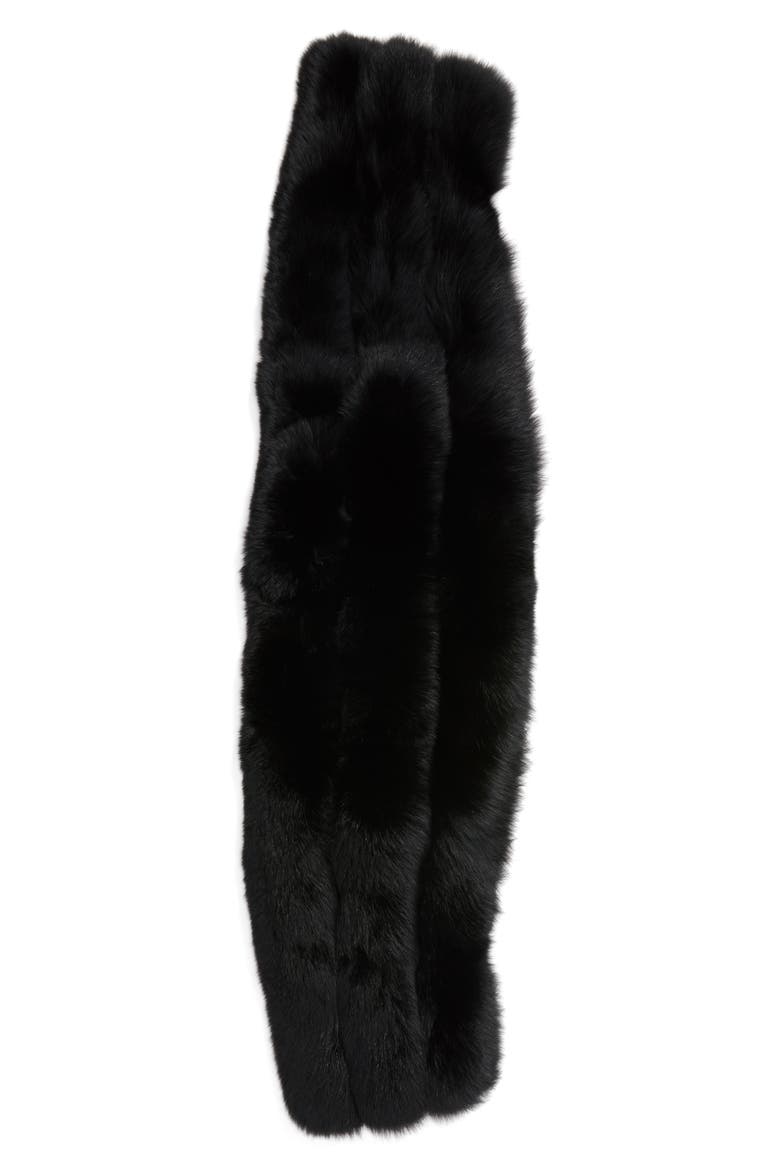 Faux Fox Fur Stole, Alternate, color, BLACK