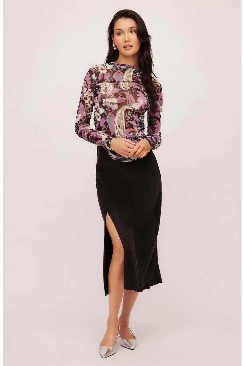 Khami Print Shirred Mesh Top, Alternate, color, PAISLEY