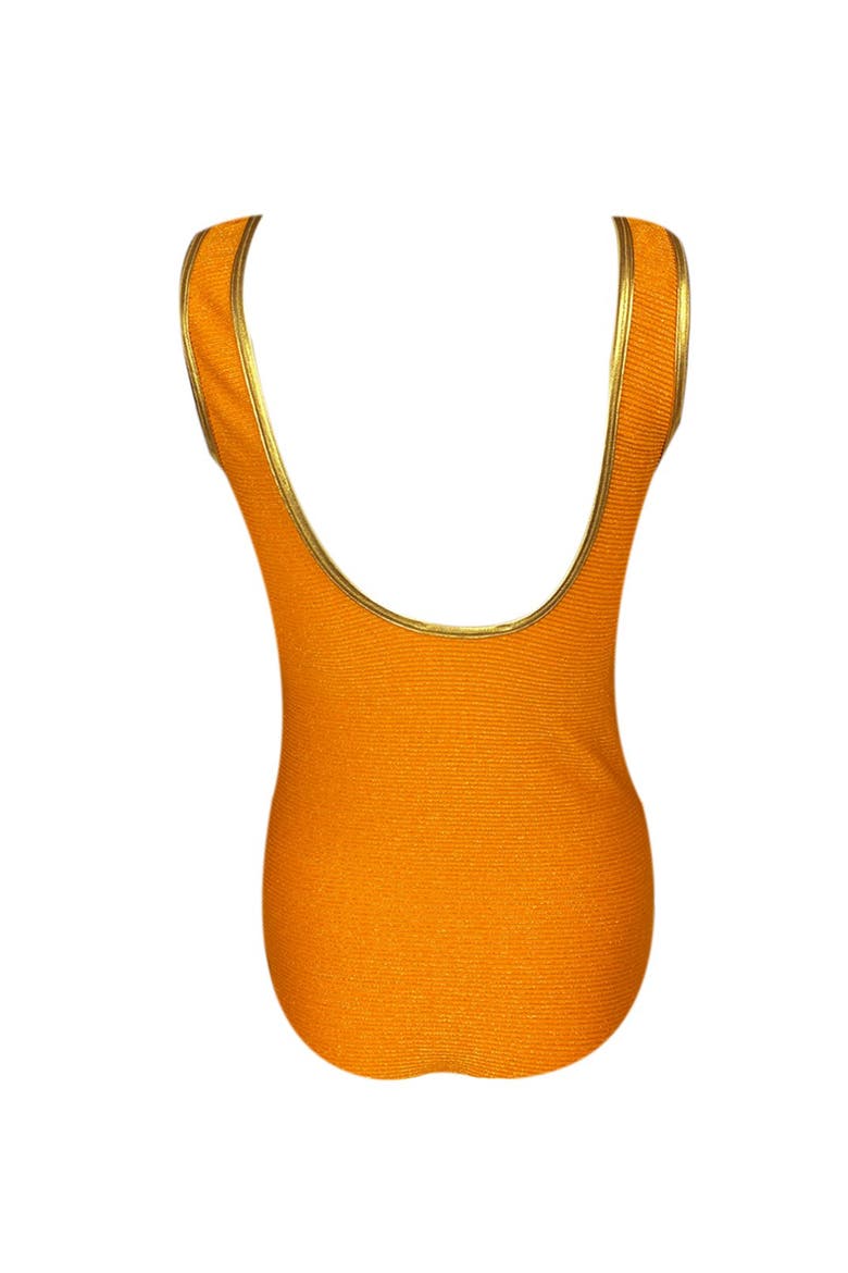 Kids' Casual Eyelet Detail One-Piece Swimsuit, Alternate, color, Orange