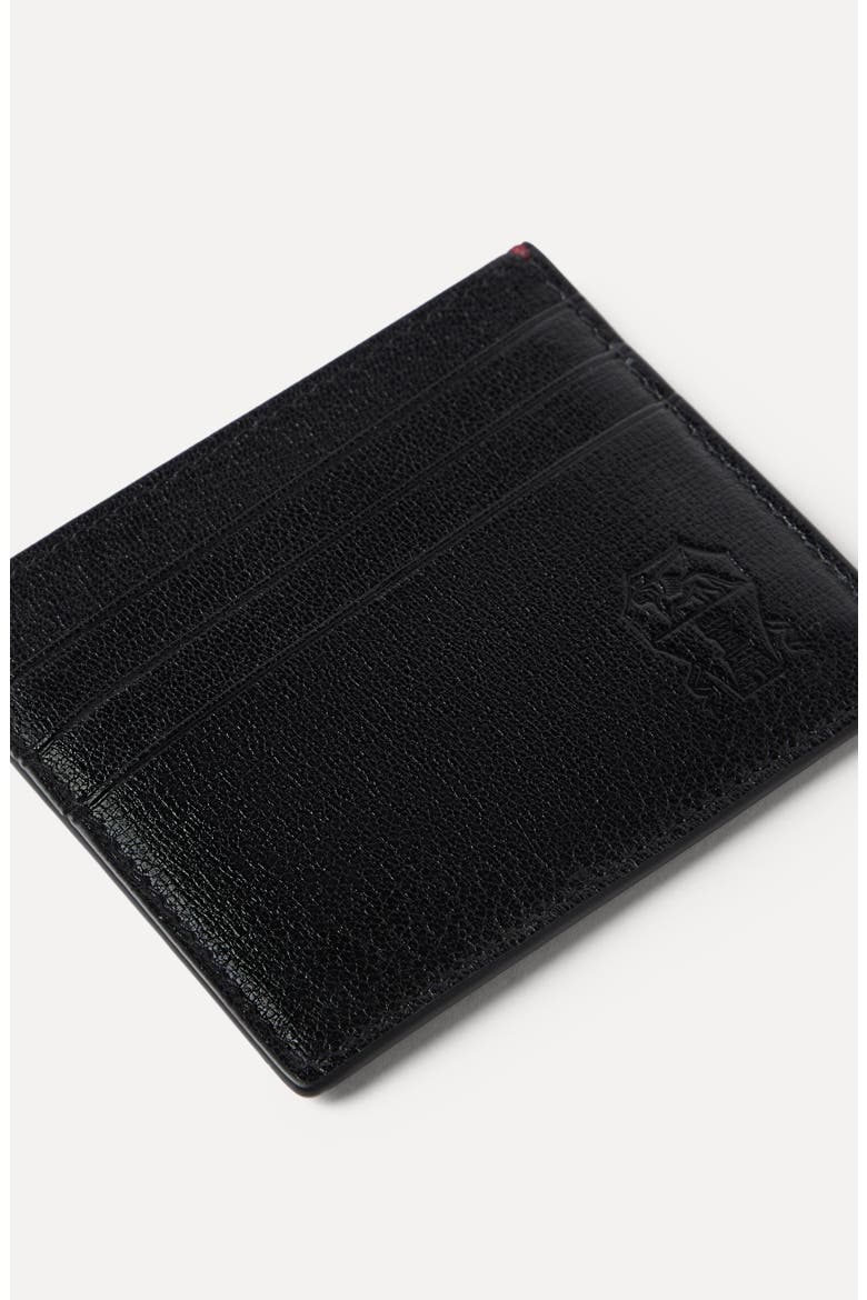 Grained leather card holder, Alternate, color, Black