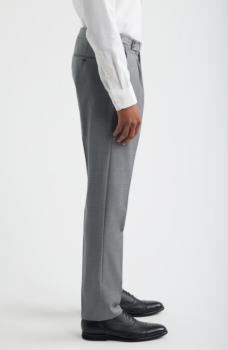 Zanella Danny Pleated Solid Wool Dress Pants, Alternate, color, Light Grey