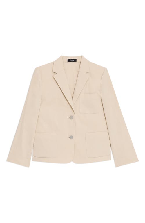 Theory Shrunken Split Cuff Two Button Blazer In White
