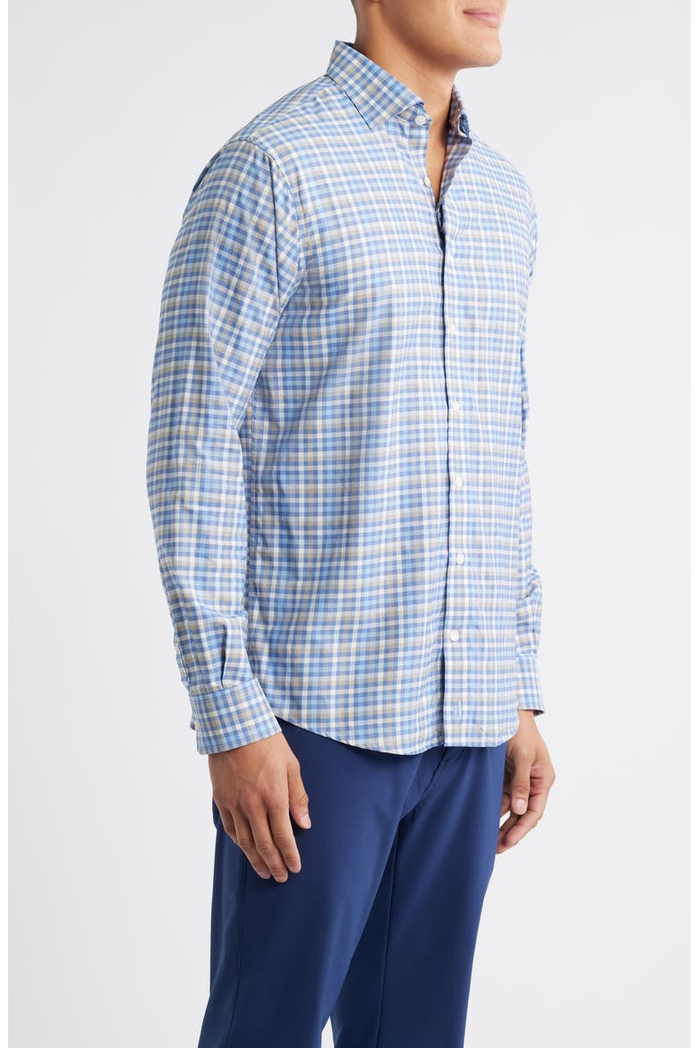 Olie Plaid Stretch Button-Up Shirt, Alternate, color, NAVY