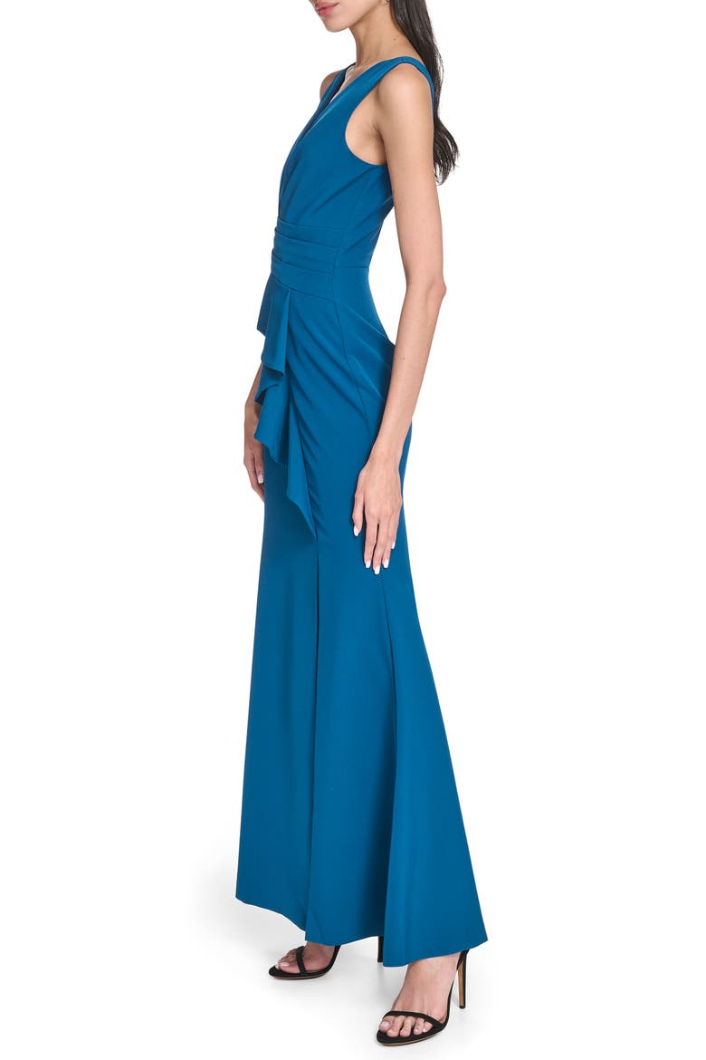 Laguna Ruffle Mermaid Gown, Alternate, color, PEACOCK
