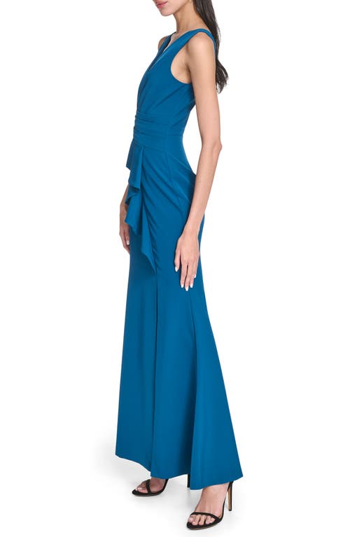 Eliza J Laguna Ruffle Mermaid Gown In Blue