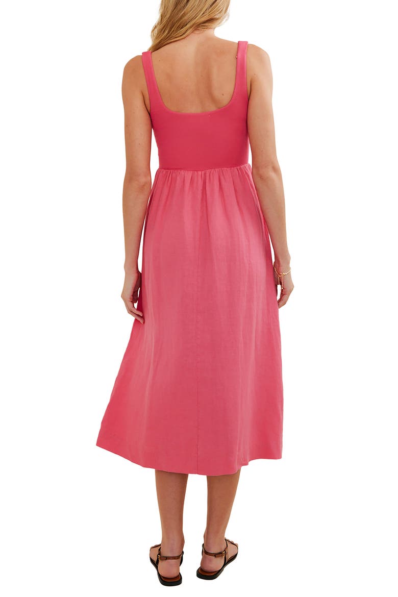 Mixed Media Midi Dress, Alternate, color, SPICED HIBISCUS