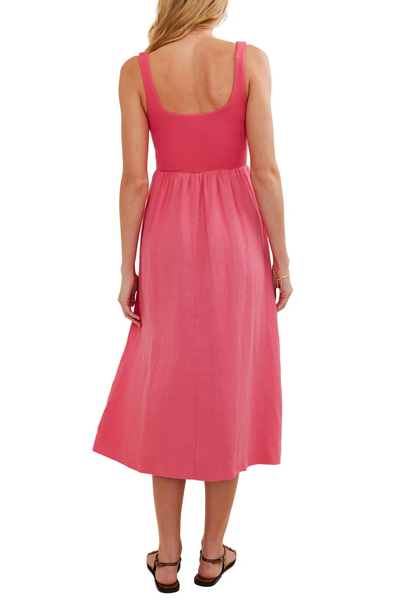 Bella Dahl Mixed Media Midi Dress, Alternate, color, Spiced Hibiscus