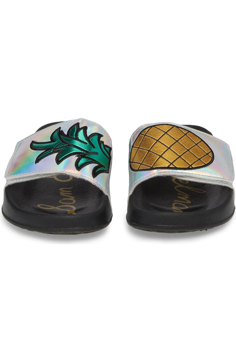Sam Edelman Mackie Pineapple Metallic Slide Sandal, Alternate, color,