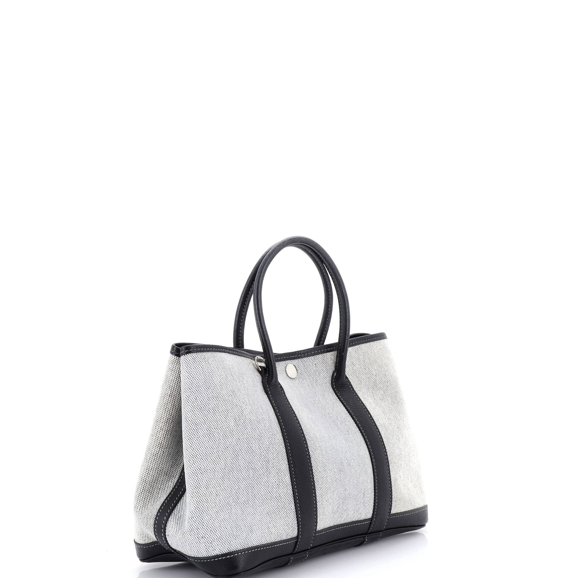 Pre-Owned Hermes Garden Party Tote Toile and Leather 30, Alternate, color, Noir
