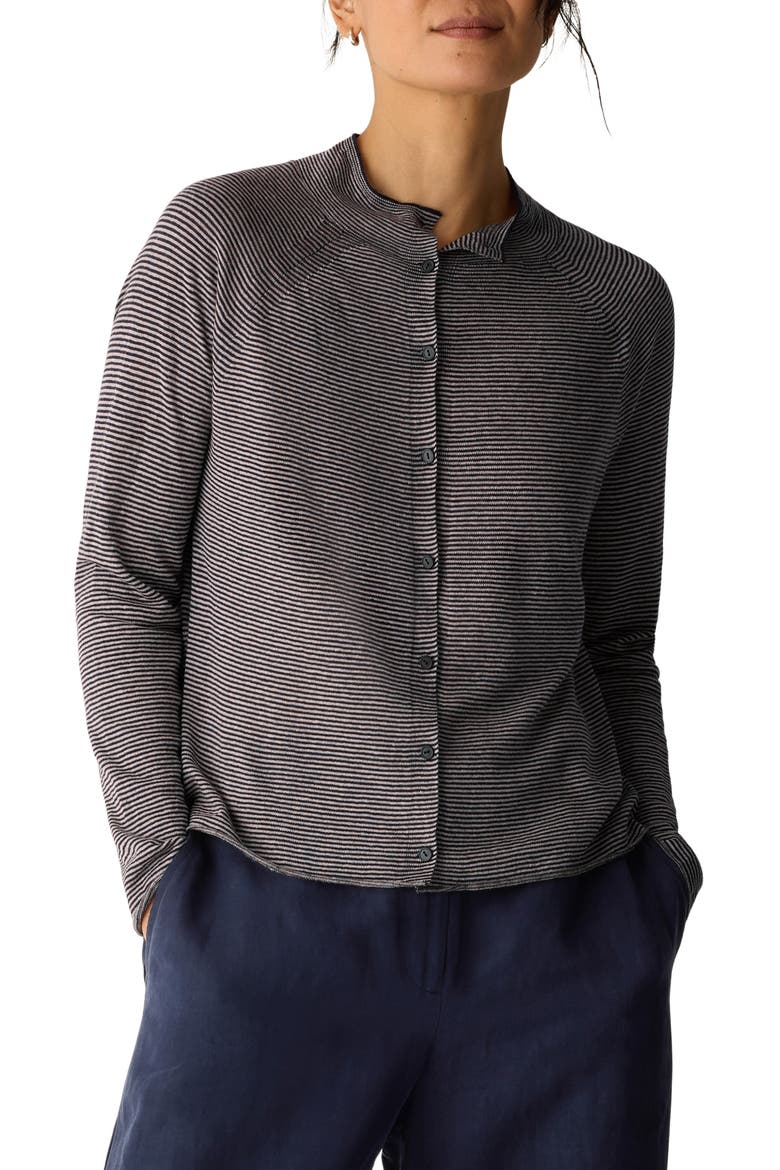 Organic Linen & Organic Cotton Cardigan, Main, color, INK