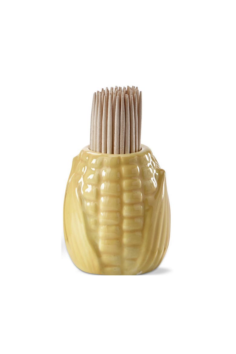 Corn on the Cob Stoneware Toothpick Holder Set of Two, Alternate, color, Yellow