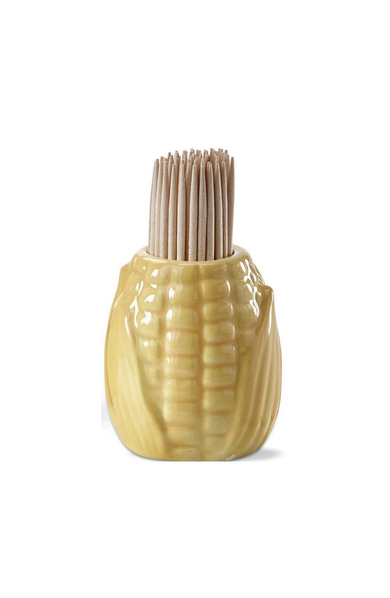 tag Corn on the Cob Stoneware Toothpick Holder Set of Two, Alternate, color, Yellow