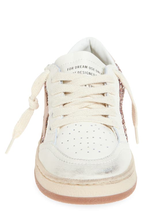 Golden Goose Kids Ball Star Glittered Sneakers In Peach/beige/white