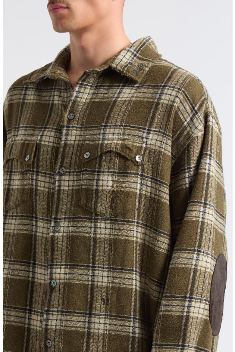 Aviano Plaid Flannel Cargo Shirt, Main, color, GREEN/ BROWN
