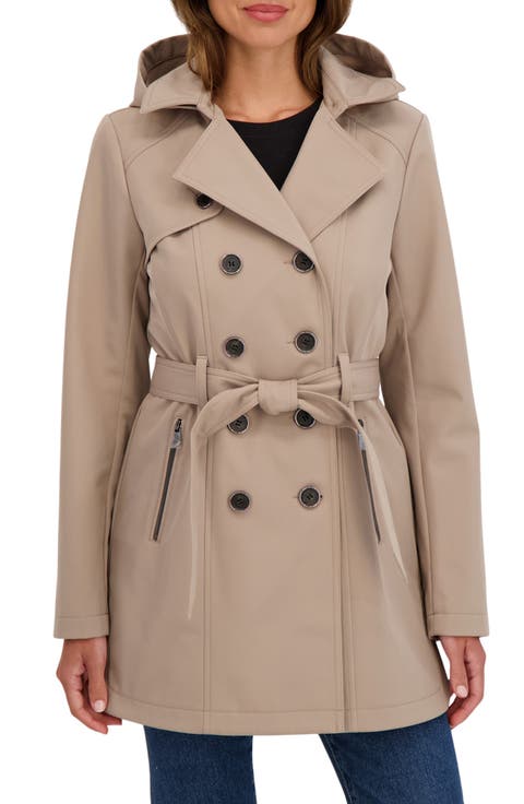 Water-Resistant Hooded Double-Breasted Trench Coat