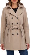 Sebby Water-Resistant Hooded Double-Breasted Trench Coat