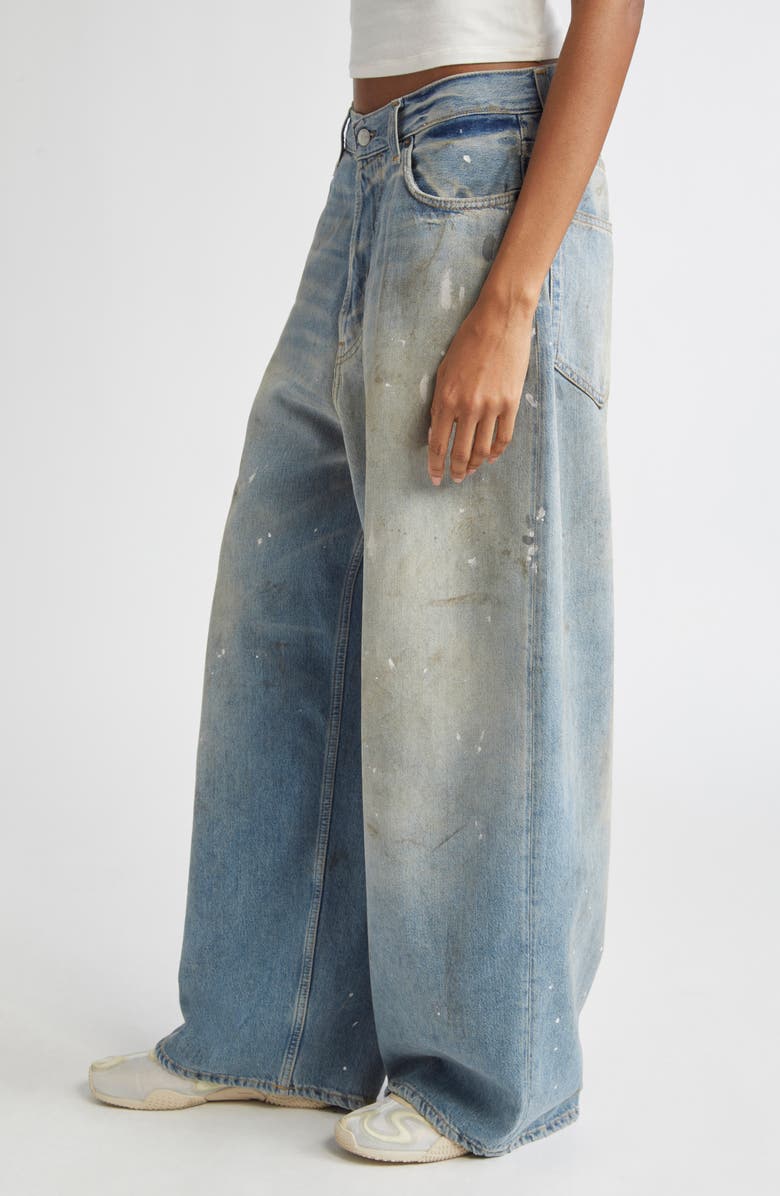 Acne Studios 2023 Paint Splatter Baggy Wide Leg Jeans, Alternate, color, 