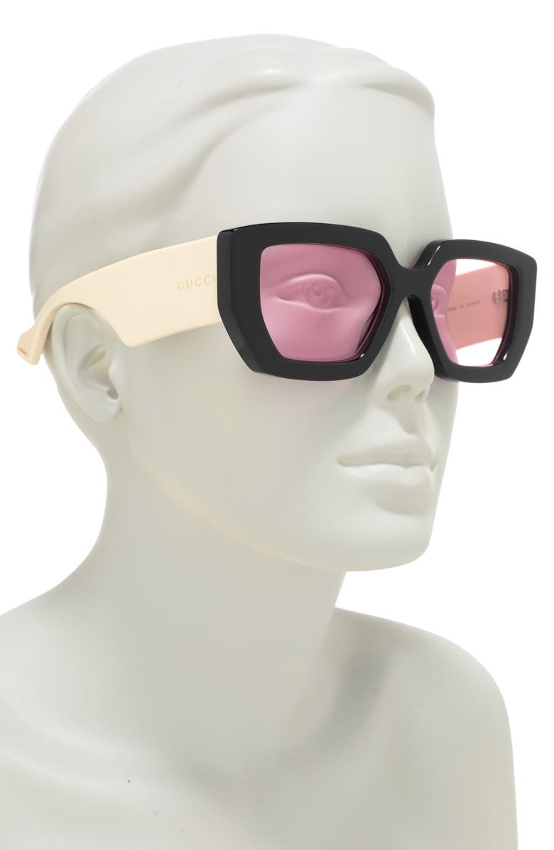 Gucci 55mm Rectangle Sunglasses, Alternate, color, 