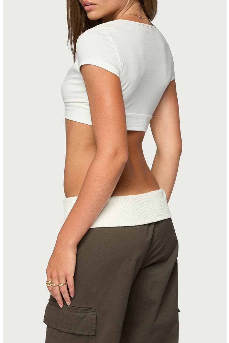 Cecey Button Up Crop Top, Alternate, color, WHITE