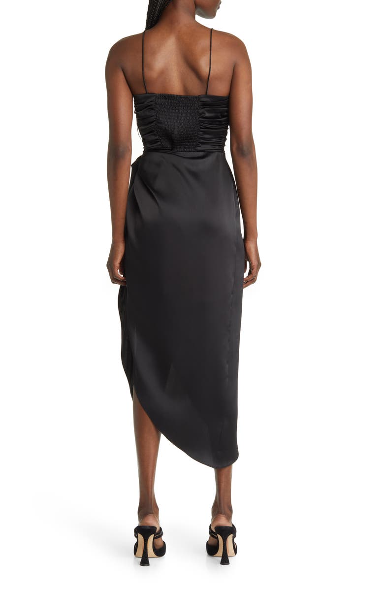 WAYF Ruched Bodice Satin Midi Dress, Alternate, color,