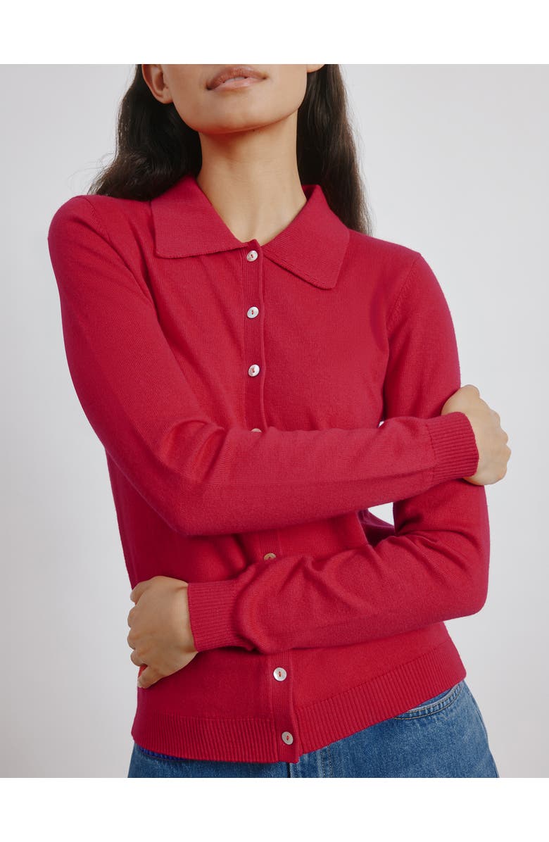 Albaray Button Through Polo Top, Alternate, color, Red