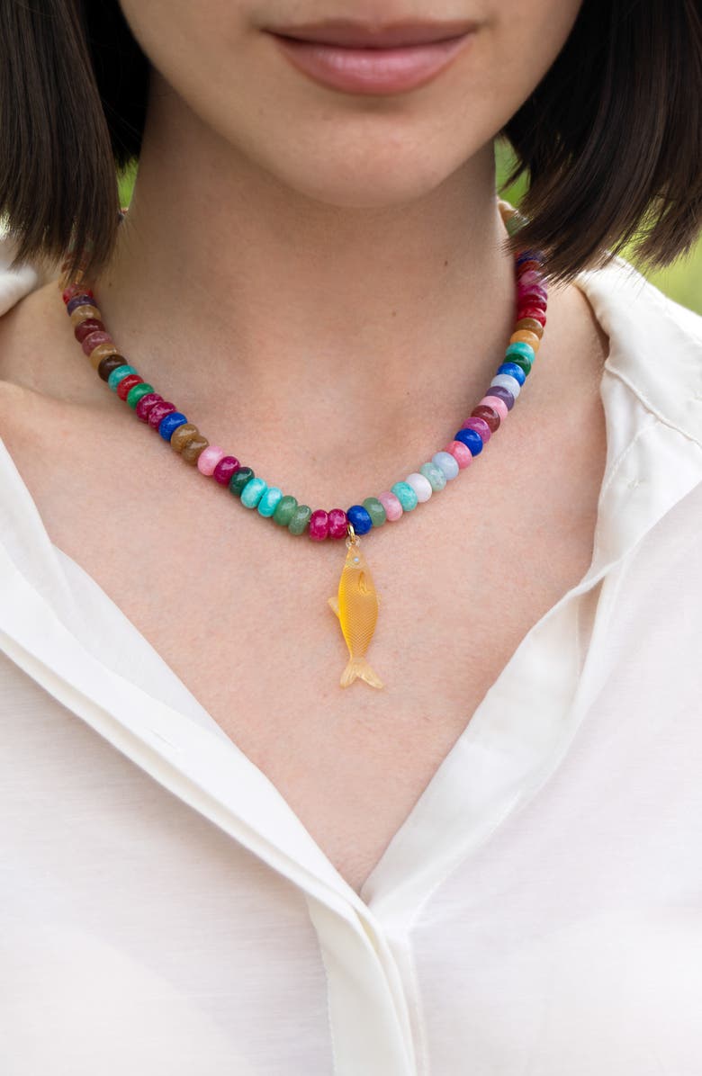 MARLYN SCHIFF Nori Bead Fish Pendant Necklace, Alternate, color,