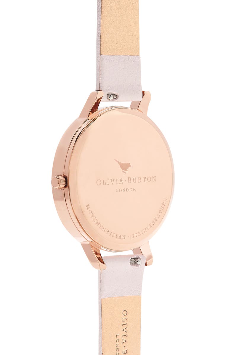 Olivia Burton Pretty Blossom Leather Strap Watch, 38mm, Alternate, color, 