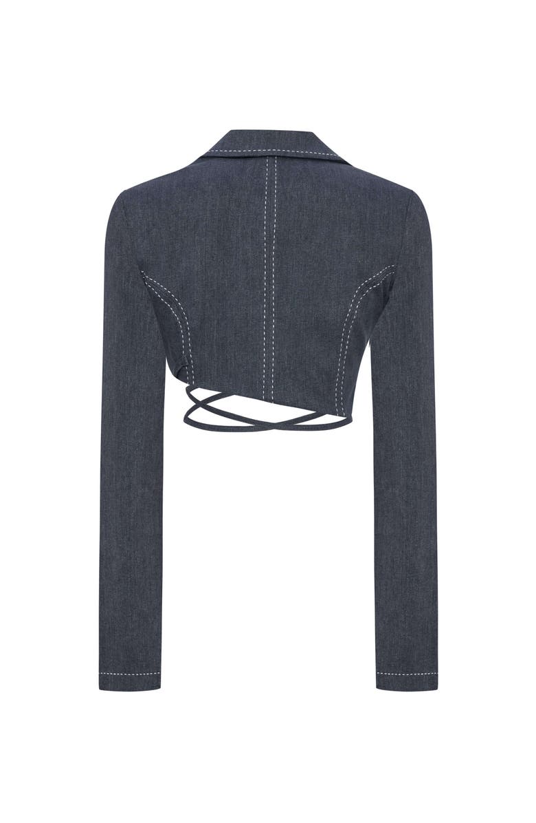 Jendue US Serendipity Denim Jacket - Cropped Lace-Up Style, Alternate, color, Deep Blue
