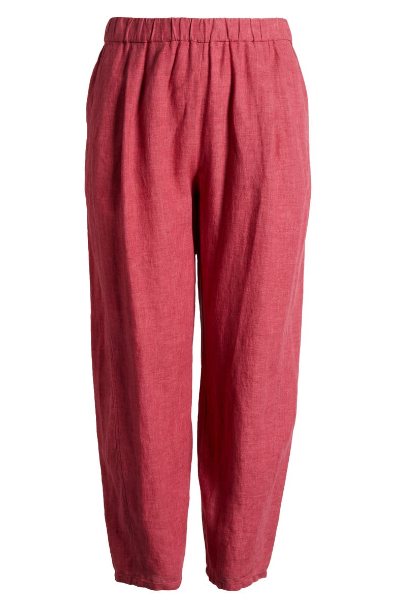 Eileen Fisher Pleated Organic Linen Ankle Lantern Pants, Alternate, color, Geranium