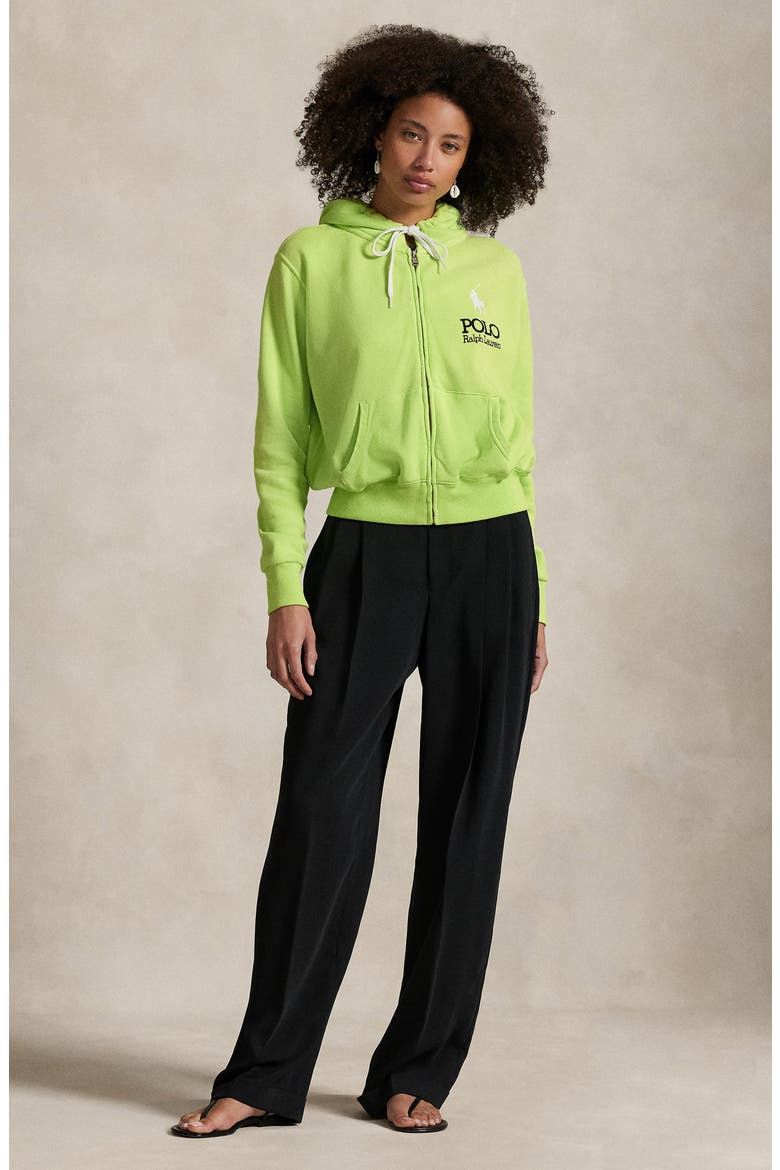 Big Pony Lightweight Fleece Zip Hoodie, Alternate, color, ELECTRIC LIME