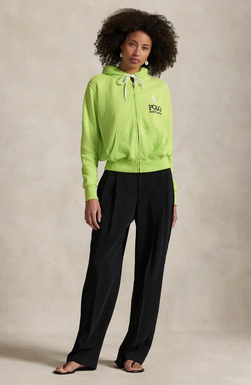 Polo Ralph Lauren Big Pony Lightweight Fleece Zip Hoodie In Green