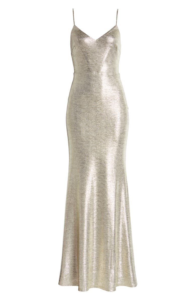 Lulus Came to Stun Mermaid Maxi Dress, Alternate, color, Light Gold