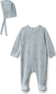 Bebe Bella Boy Rattle Print Velour Romper with Bonnet