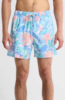Vintage Summer Watercolor Floral Stretch Volley Swim Shorts