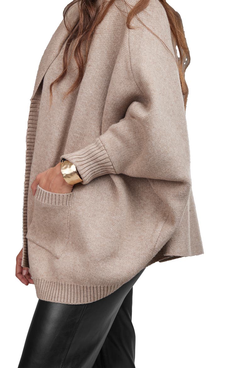 Oversize Ribbed Knit Cardigan, Alternate, color, TAUPE
