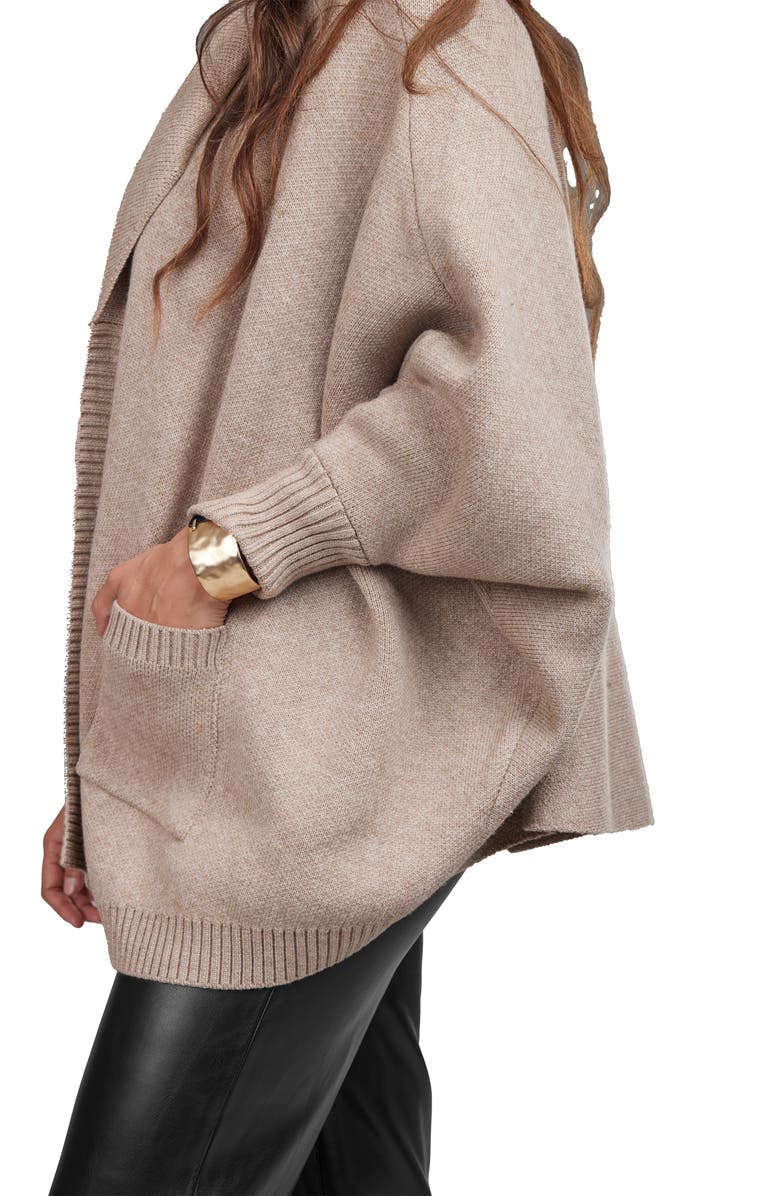 SAACHI Oversize Ribbed Knit Cardigan, Alternate, color, Taupe