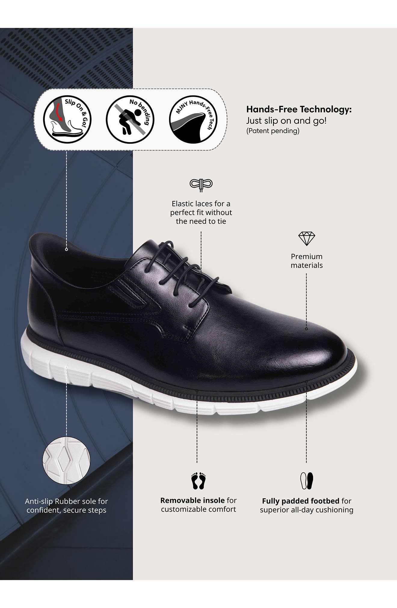 Marc Joseph New York Cloud Street Plain Toe Casual Oxford, Alternate, color, Black