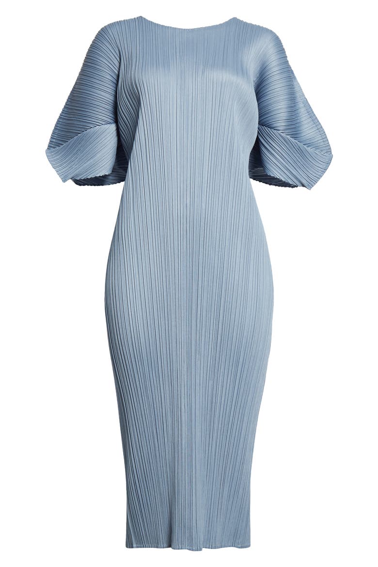 Monthly Colors August Pleated Midi Dress, Alternate, color, COOL GRAY