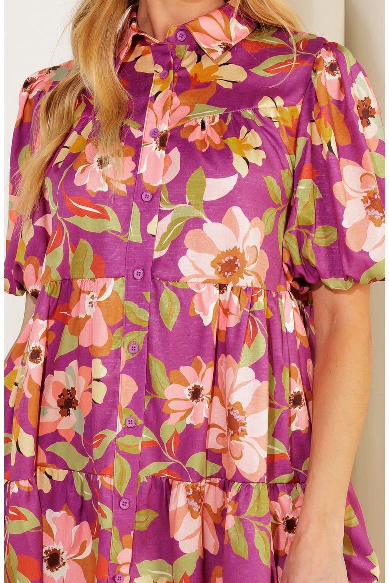 Puff Sleeve Mini Shirtdress, Alternate, color, PURPLE