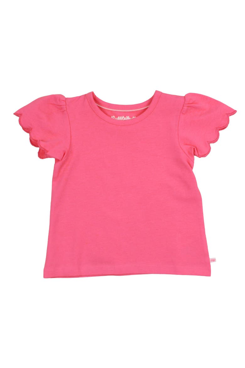 Baby Girls Short Sleeve Scallop Tee, Main, color, Hot Pink