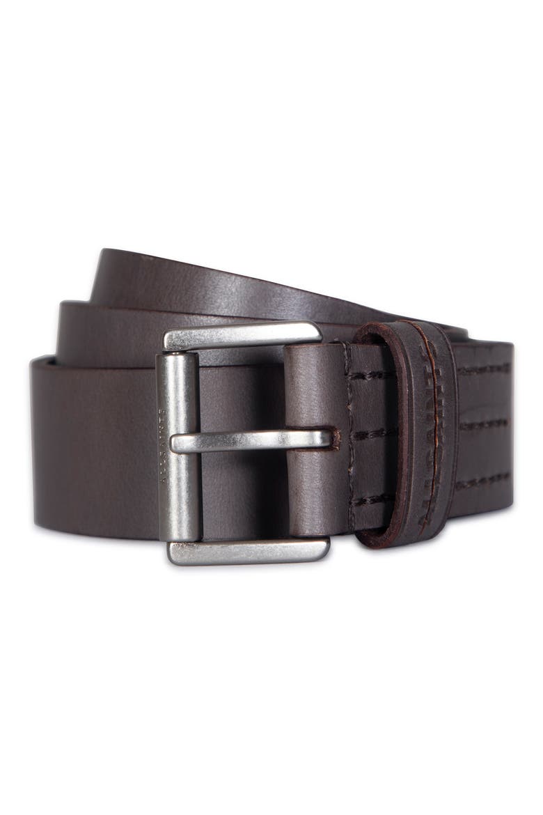 Split Loop Leather Belt, Alternate, color, GREY