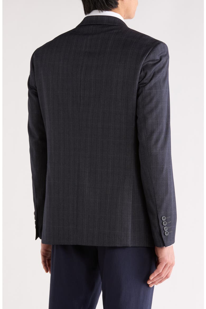 Slim Fit Plaid Blazer, Alternate, color, BLACK