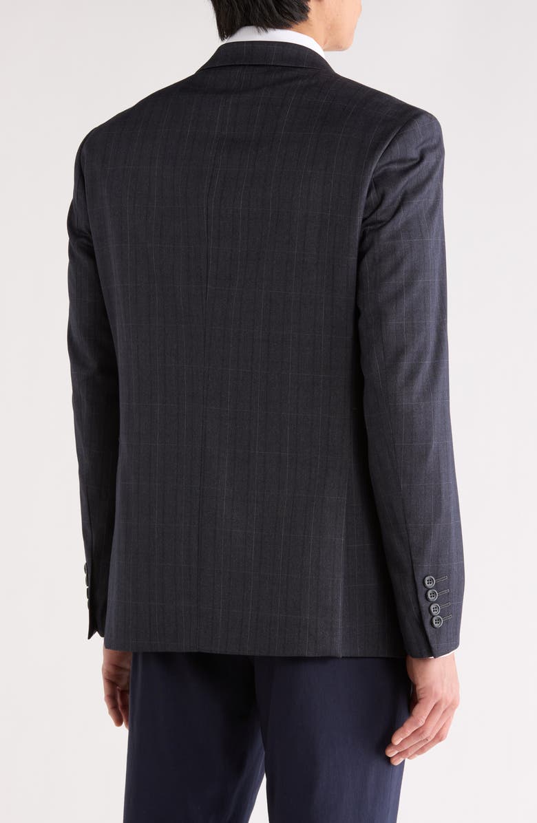 Tahari Slim Fit Plaid Blazer, Alternate, color, Black