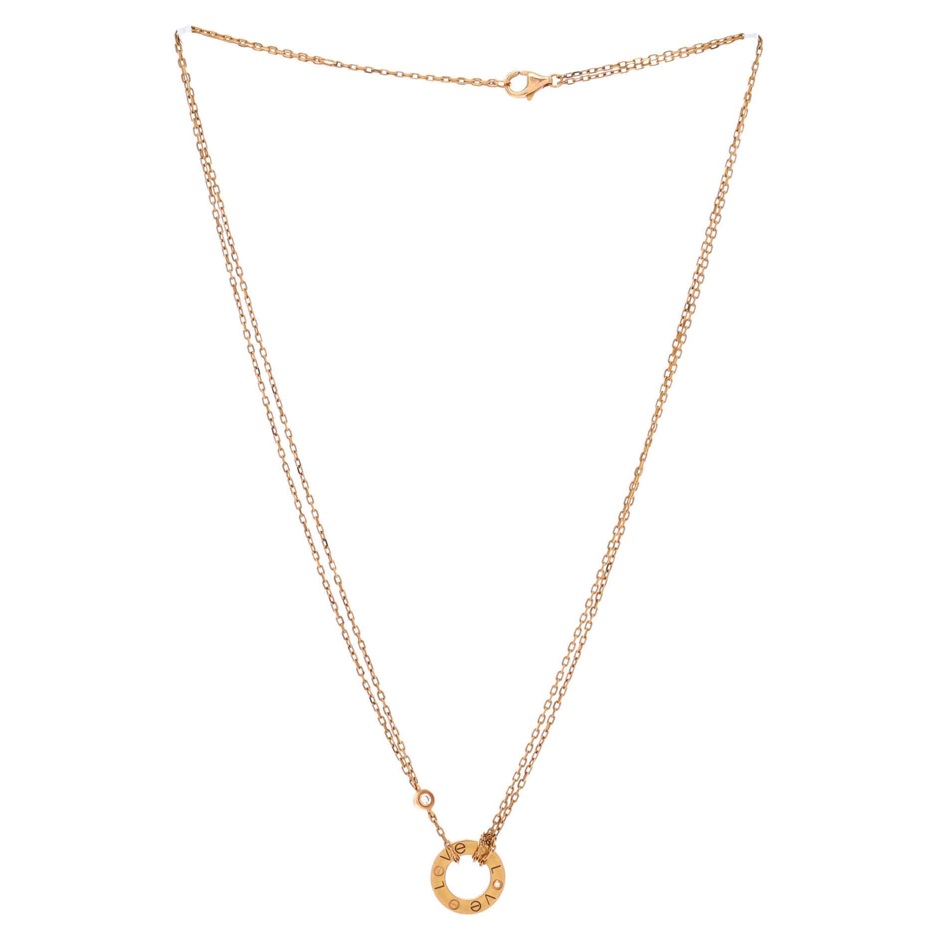 2 Diamonds Love Pendant Necklace 18K Rose Gold and Diamonds, Alternate, color, Metallic Gold